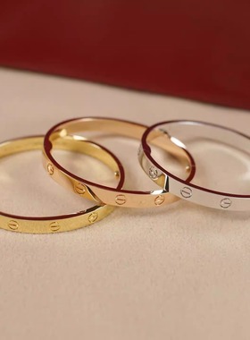18K金手镯款情侣螺丝手环love手镯螺丝钉玫瑰金无钻四钻宽窄版