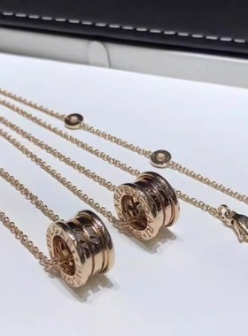 18K金项链链条网红情侣款镶钻小蛮腰弹簧陶瓷钻石项链毛衣链