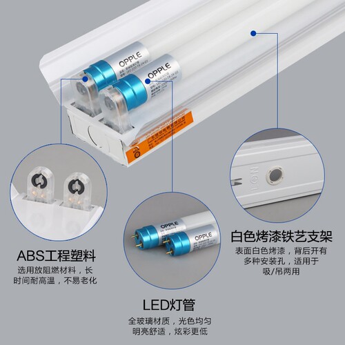 led灯管0.9米0.6米长条日光灯t8超亮光管家用仓库节能支架灯具T8 - 图1