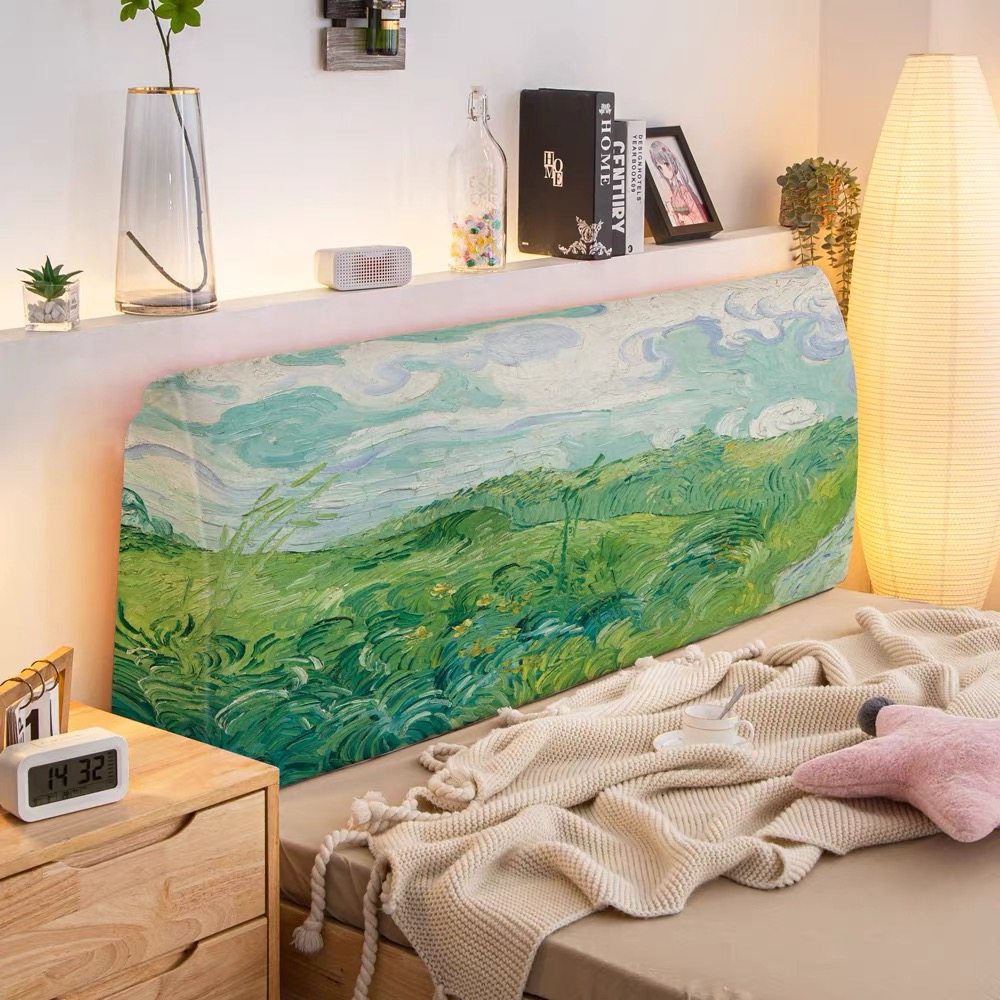 梵高油画床头罩全包通用弹力木床床头装饰保护罩防尘罩套可拆洗,淘宝优惠券,粉丝福利购,淘宝优惠卷