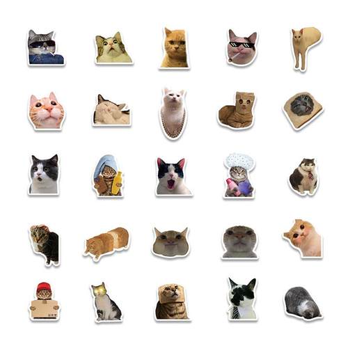 50/100pcs Cute Dog Cat MEME Funny Animals Stickers Aesthetic - 图3