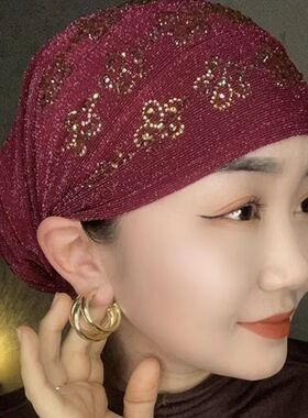 夏季薄款化疗后女士帽纱巾包