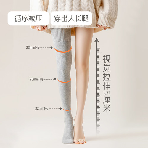 过膝袜子女春秋款微压瘦腿高筒护膝盖大腿袜防下滑夏季薄款JK长筒 - 图2