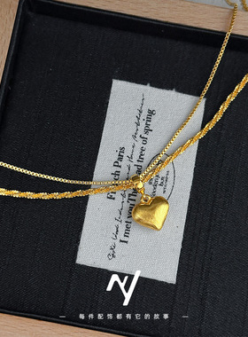 爱心越南沙金气质锁骨项链女款2025新款高级感双线拉丝桃心项链