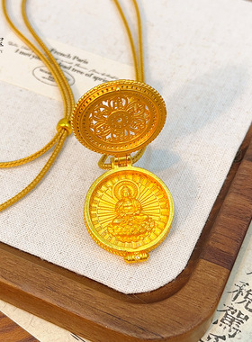 金店同款沙金点钻嘎乌盒六字真言千手观音吊坠本命佛可打开送女友