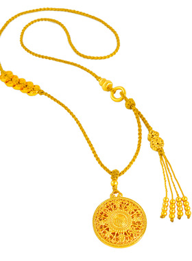 金店同越南沙金花丝八瑞吉祥罗盘项链新中式五帝钱毛衣链颈链女