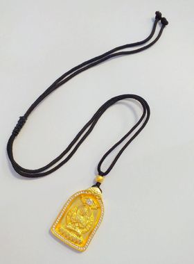 越南沙金徽镶观音吊坠黄金真金本命年佛菩萨挂坠吊牌锡金项链