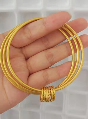 三生三世沙金手镯镀金光圈手环固口镯子情人节礼物送女友锡金