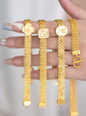 小众轻奢高级感编织小王子表盘沙金手链黄金色设计感玫瑰花宽手链