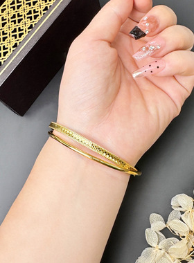 越南沙金双环手镯夏季女久不掉色气质高级感轻奢手环饰品手饰配饰