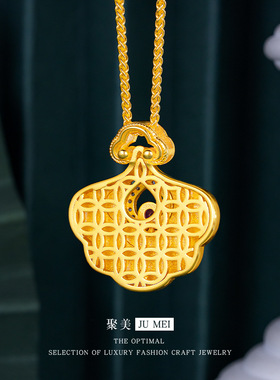 轻奢小众设计感女越南沙金丝工艺车花点钻扇形吊坠精致女锁骨项链