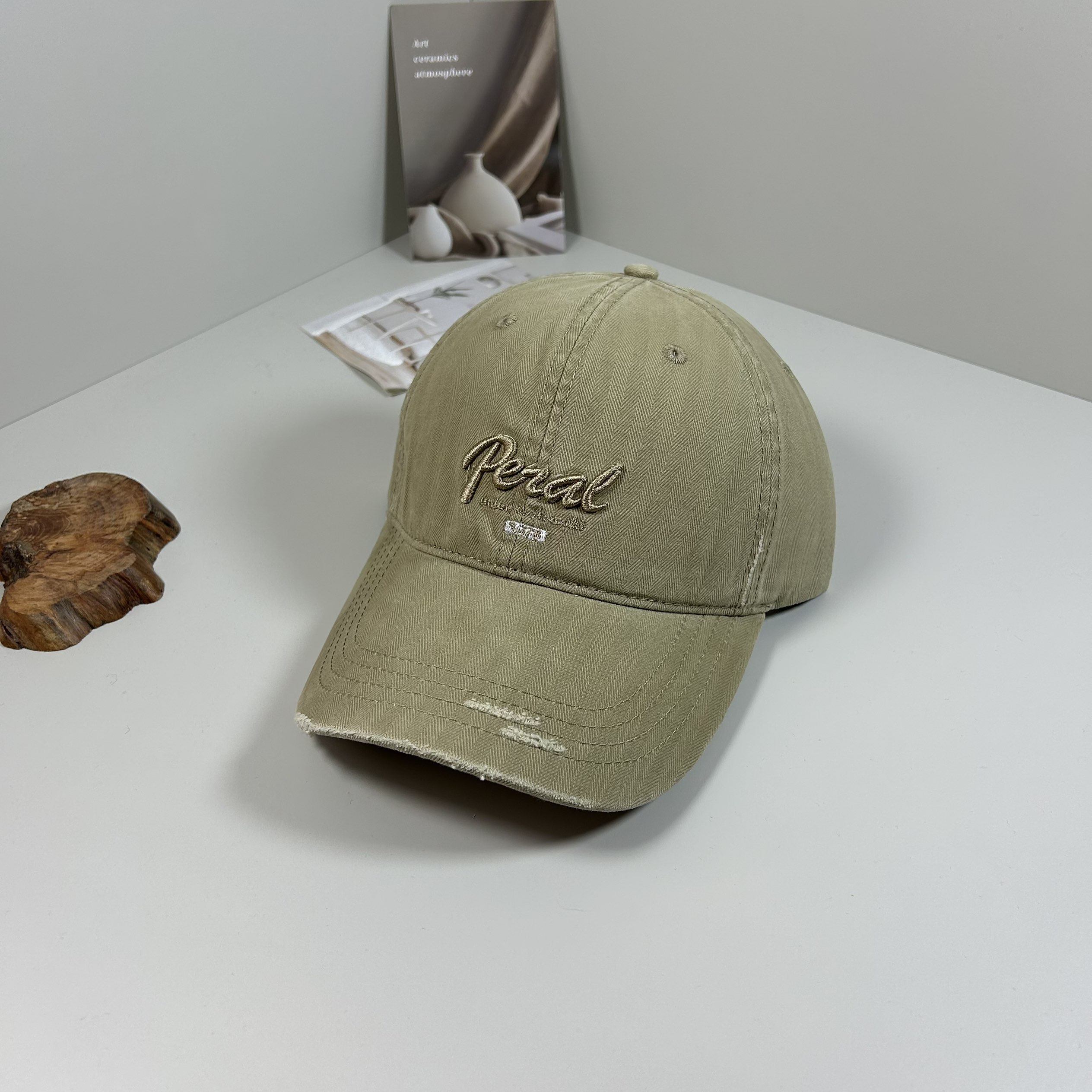 Peral美式复古刺绣字母棒球帽男女百搭破洞鸭舌帽显脸小前进帽潮,淘宝优惠券,粉丝福利购,淘宝优惠卷