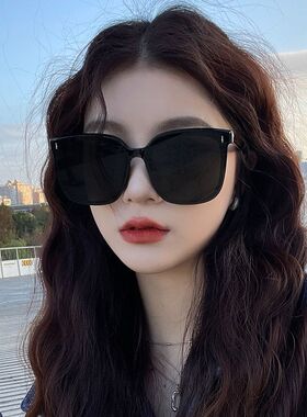男女通用方框款墨镜女潮韩国大框圆脸蹦迪蓝遮阳防紫外线太阳镜