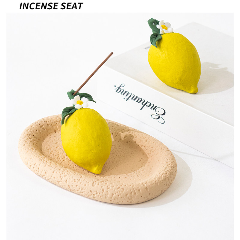 陶瓷柠檬线香香插香盘底座香托家居室内高级感香薰装饰摆件不落灰,淘宝优惠券,粉丝福利购,淘宝优惠卷