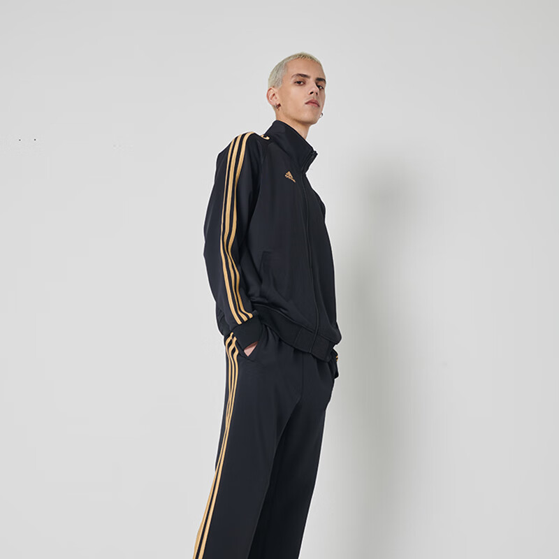 Adidas阿迪达斯男款外套春夏女士立领夹克衫三条杠休闲跑步运动服