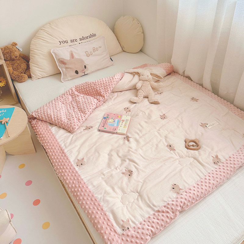 纱布豆豆毯婴儿毛毯春秋加厚冬季儿童毯子幼儿园四季宝宝盖小被子