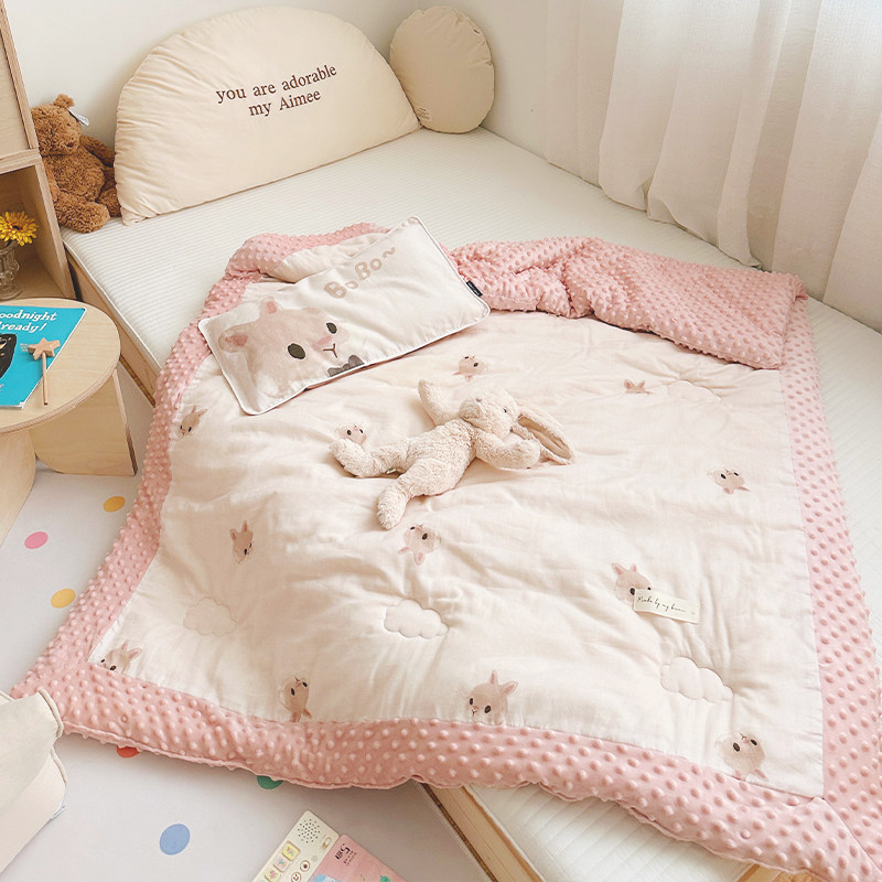 纱布豆豆毯婴儿毛毯春秋加厚冬季儿童毯子幼儿园四季宝宝盖小被子