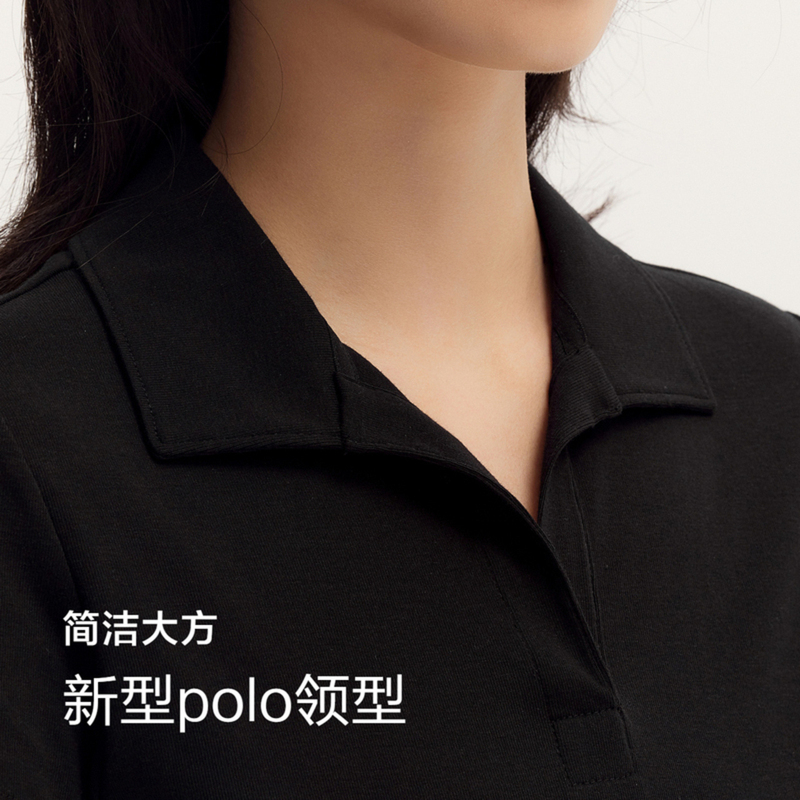 [商场同款]森马POLO衫女短款纯色百搭2024夏季新款修身基础款上衣 - 图1