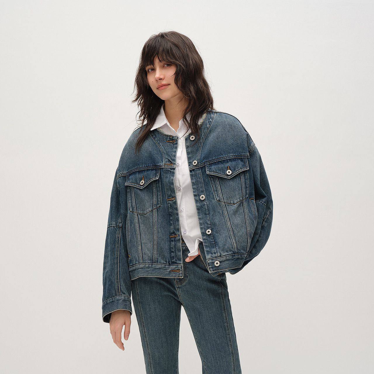 森柔|森马牛仔外套女春季oversize毛边2026新款夹克103126108001,淘宝优惠券,粉丝福利购,淘宝优惠卷