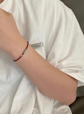 手工编织民族风红蓝撞色银珠