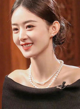 双层珍珠项链女精致轻奢叠戴新款