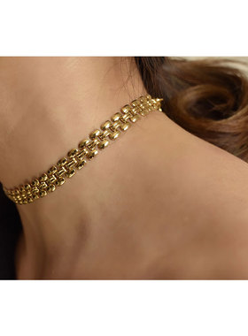 博主同款金色表带锁骨链颈链项链