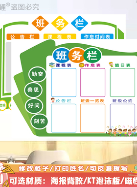 班务栏公告栏学校教室装饰班级文化布置初中小学高中kt板磁性墙贴