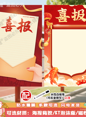 喜报喜讯可填写内容通用通知初高中教室文化布置墙贴宣传kt板海报