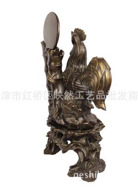 铜鸡竹报平安金鸡报晓工艺品摆件纯铜鸡黄铜鸡