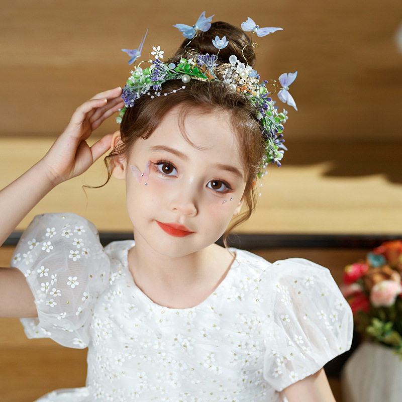 汉服小公主头饰儿童森系花环超仙演出发箍女孩走秀生日皇冠发带饰