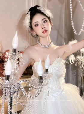 天鹅之姿！白色羽毛发夹万圣节co