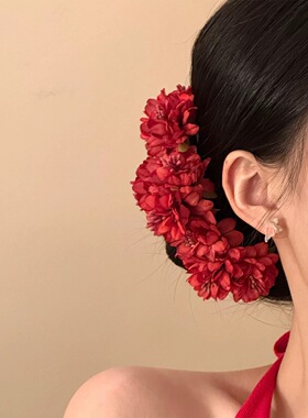 「绯花漫野」新中式红色花蕊发簪