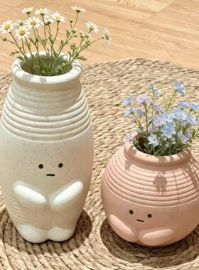 粗陶瓶陶瓷花瓶装饰品摆件客厅