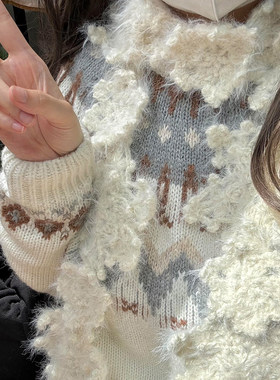 冬日雪花围巾手工diy毛线材料包氛围感针织围脖送女朋友闺蜜礼物