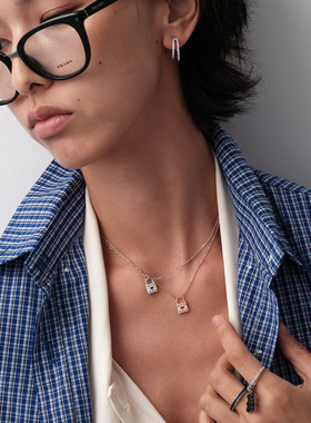 【生日礼物】APM Monaco玫瑰金密镶迷你爱心锁项链锁骨链送女友