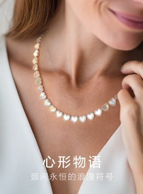 【生日礼物】APM Monaco 爱心锁骨链甜美可爱气质925银女款项链