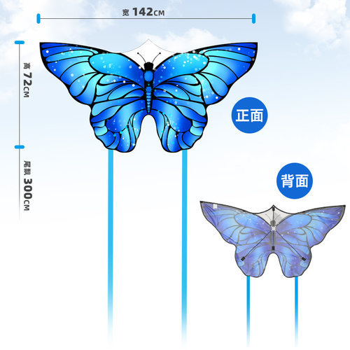 2024年新款蓝亮蝴蝶潍坊大小风筝儿童微风易飞立体网红成人专用线-图0