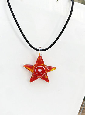 创意海洋风格艺术海星内螺旋琉璃项链吊坠耳套颜色