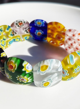 时尚千花琉璃混色手工DIY弹力绳女士手链手排