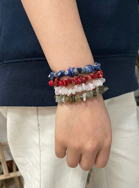 水晶不规则女士弹力绳学生手串