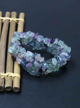 紫晶粉晶不规则碎石手链