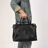 Вместительная и большая мужская кожаная сумка, из натуральной кожи