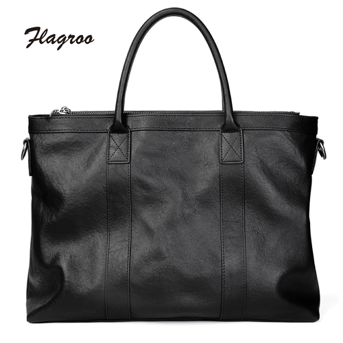 Вместительная и большая мужская кожаная сумка, цвет, из натуральной кожи