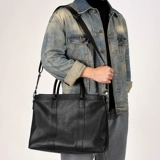 Вместительная и большая мужская кожаная сумка, из натуральной кожи