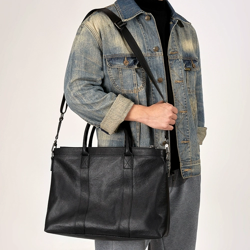 Вместительная и большая мужская кожаная сумка, цвет, из натуральной кожи