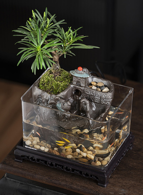 鱼缸流水摆件兰姿维植物造景