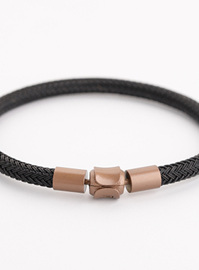 5mm不锈钢丝绳XL手绳适用于周生生粗款皮绳转运珠男海洋黑色手链