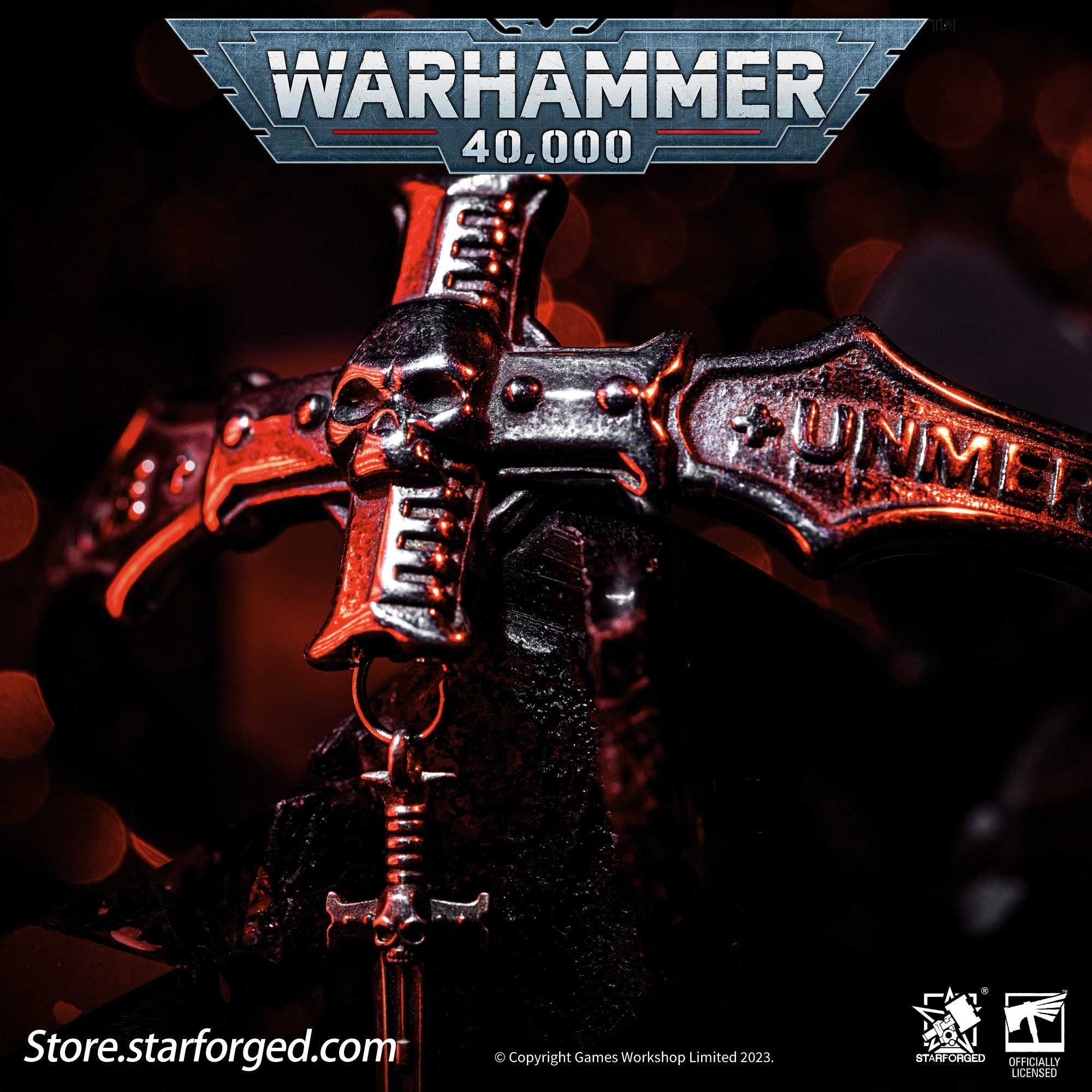 Starforged星辰铸造 黑色圣堂帝皇冠军手镯十字军纯银吊坠战锤40K - 图1