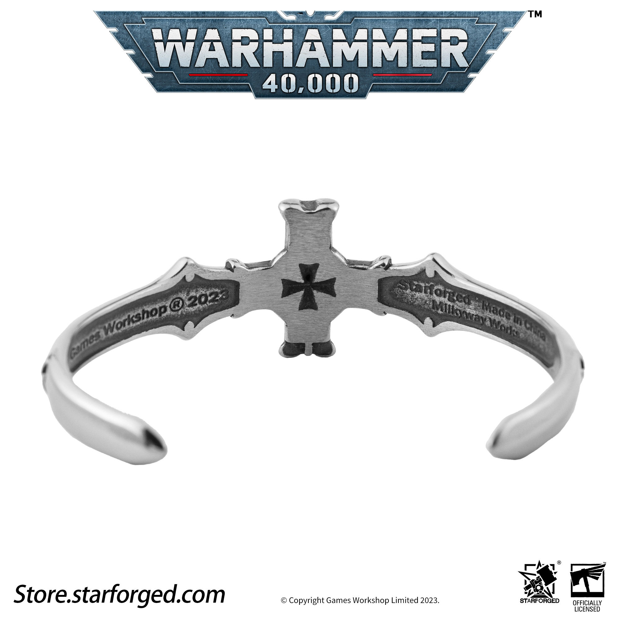 Starforged星辰铸造 黑色圣堂帝皇冠军手镯十字军纯银吊坠战锤40K - 图3