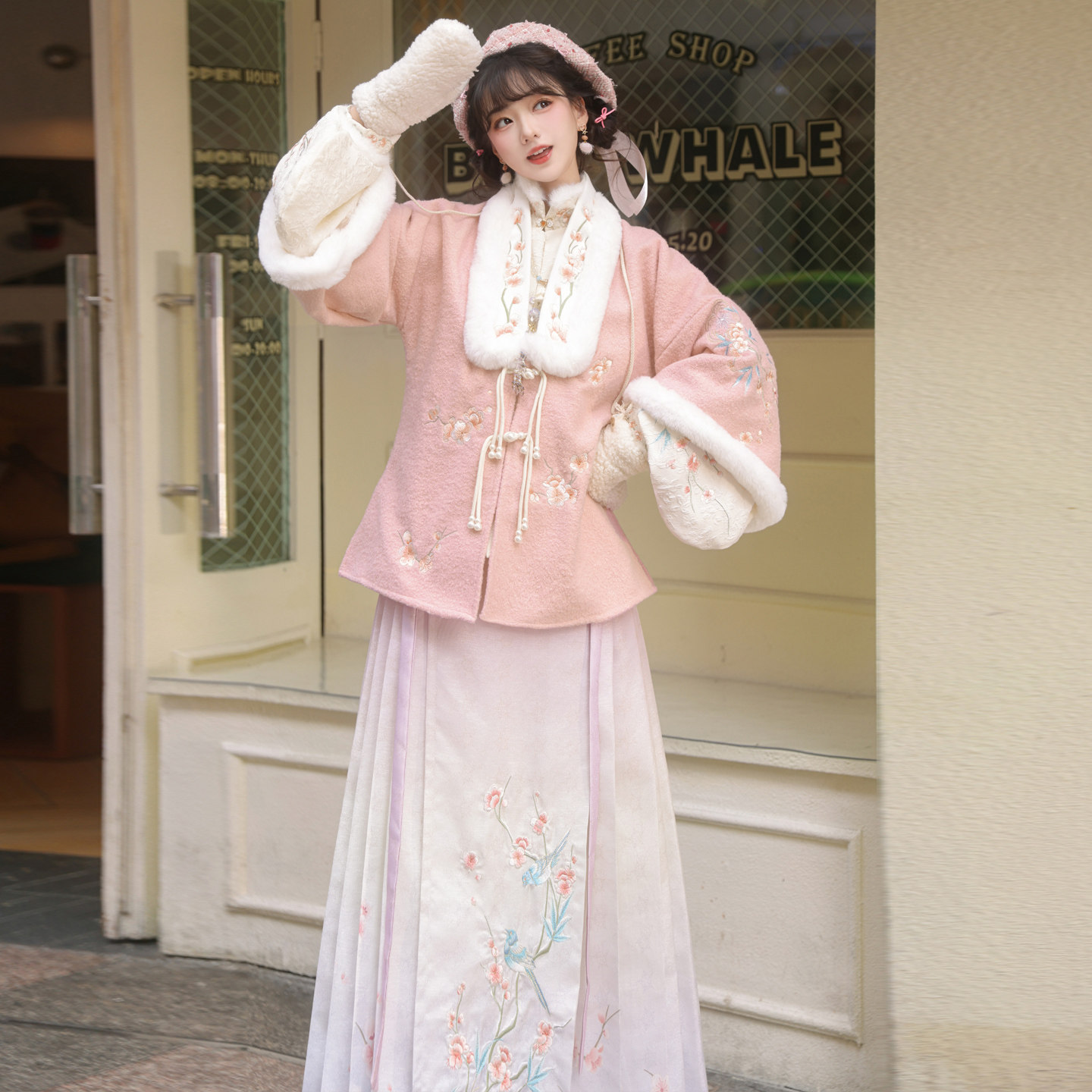 汉服女阑珊小记原创鹊枝春明制加绒对襟袄比甲立领琵琶袖马面裙冬,淘宝优惠券,粉丝福利购,淘宝优惠卷